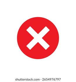 Red cross mark silhouette icon vector flat illustration on white background.