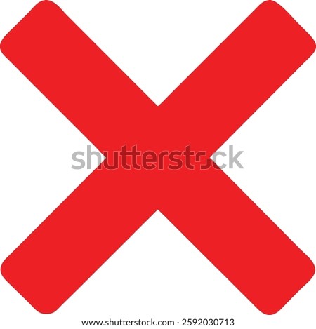Red Cross Mark Symbol - Incorrect, Wrong, Prohibited Action Indicator - Perfect for Marking Errors, Mistakes, and Restrictions in Software, Tests, and Prohibited Actions.