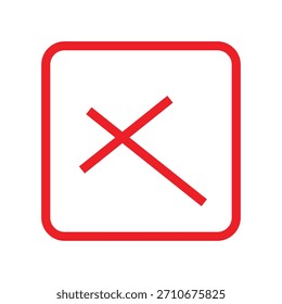 Red Cross Mark Symbol Inside Rounded Square Border