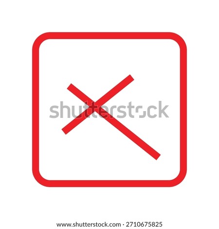 Red Cross Mark Symbol Inside Rounded Square Border
