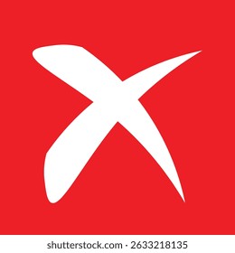 Red cross mark vector illustration icon, a negative symbol for web and internet design concept