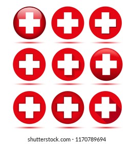 Red cross. Medical aid crossed symbol, vector crossing hospital sign isolated on white background