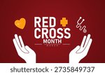 Red Cross Month Vector Red Cross Symbol Humanitarian Aid Disaster Relief Volunteer Blood Donation March Banner Design Awareness Stock Graphic Template
