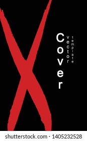 The red cross on a black background. Dry brush strokes. Template for book, booklet, poster. Vector illustration in grunge style