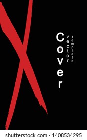 The red cross on a black background. Dry brush strokes. Template for book, booklet, poster. Vector illustration in grunge style