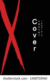 The red cross on a black background. Dry brush strokes. Template for book, booklet, poster. Vector illustration in grunge style