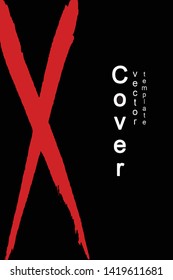 The red cross on a black background. Dry brush strokes. Template for book, booklet, poster. Vector illustration in grunge style