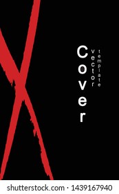 The red cross on a black background. Dry brush strokes. Template for book, booklet, poster. Vector illustration in grunge style