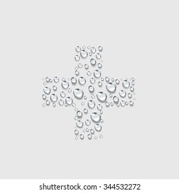 red cross ,plus sign,  transparent water drop vector, Red cross aid. Red cross day design concept. 