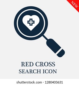 Red cross search icon. Editable Red cross search icon for web or mobile.