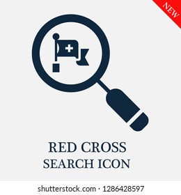 Red cross search icon. Editable Red cross search icon for web or mobile.