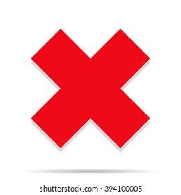 Red cross with shadow  on a white background