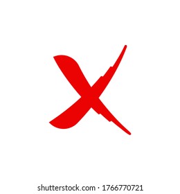 Red cross sign vector design. rejection symbol.