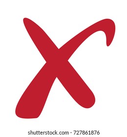 Red cross sign for web sites. Wrong symbol isolated on white background vector illustration.
