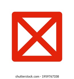 Red cross squared, checklist element. Make a list icon. Color vector logo illustration