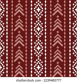 Red Cross stitch colorful geometric traditional ethnic pattern Ikat seamless pattern abstract design for fabric print cloth dress carpet curtains and sarong Aztec African Indian Indonesian 
