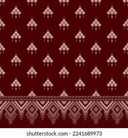 Red Cross stitch colorful geometric traditional ethnic pattern Ikat seamless pattern abstract design for fabric print cloth dress carpet curtains and sarong Aztec African Indian Indonesian 