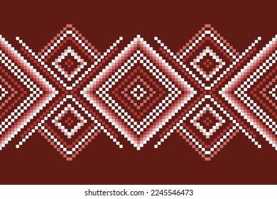 Red Cross stitch colorful geometric traditional ethnic pattern Ikat seamless pattern abstract design for fabric print cloth dress carpet curtains and sarong Aztec African Indian Indonesian 