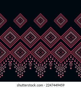 Red Cross stitch colorful geometric traditional ethnic pattern Ikat seamless pattern abstract design for fabric print cloth dress carpet curtains and sarong Aztec African Indian Indonesian 