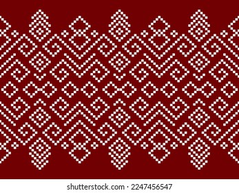 Red Cross stitch colorful geometric traditional ethnic pattern Ikat seamless pattern abstract design for fabric print cloth dress carpet curtains and sarong Aztec African Indian Indonesian 