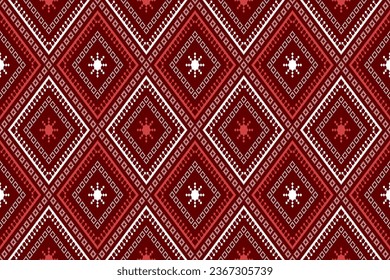Red Cross stitch colorful geometric traditional ethnic pattern Ikat seamless pattern abstract design for fabric print cloth dress carpet curtains and sarong Aztec African Indian Indonesian