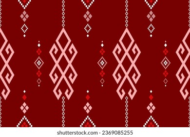 Red Cross stitch colorful geometric traditional ethnic pattern Ikat seamless pattern abstract design for fabric print cloth dress carpet curtains and sarong Aztec African Indian Indonesian