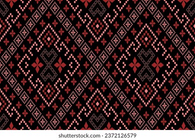 Red Cross stitch colorful geometric traditional ethnic pattern Ikat seamless pattern abstract design for fabric print cloth dress carpet curtains and sarong Aztec African Indian Indonesian