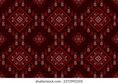 Red Cross stitch colorful geometric traditional ethnic pattern Ikat seamless pattern abstract design for fabric print cloth dress carpet curtains and sarong Aztec African Indian Indonesian