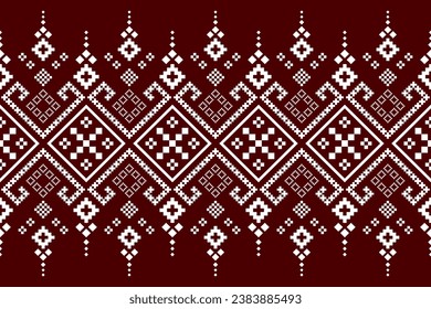 Red Cross stitch colorful geometric traditional ethnic pattern Ikat seamless pattern abstract design for fabric print cloth dress carpet curtains and sarong Aztec African Indian Indonesian