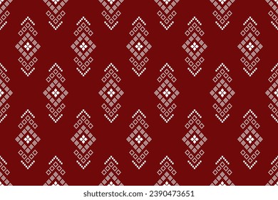 Red Cross stitch colorful geometric traditional ethnic pattern Ikat seamless pattern abstract design for fabric print cloth dress carpet curtains and sarong Aztec African Indian Indonesian