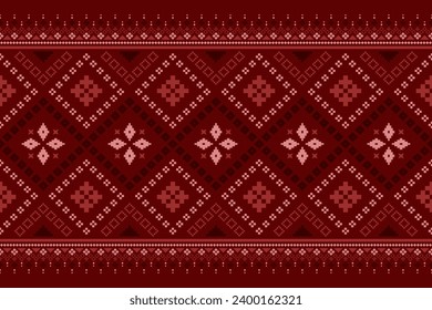 Red Cross stitch colorful geometric traditional ethnic pattern Ikat seamless pattern abstract design for fabric print cloth dress carpet curtains and sarong Aztec African Indian Indonesian