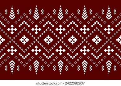 Red Cross stitch colorful geometric traditional ethnic pattern Ikat seamless pattern abstract design for fabric print cloth dress carpet curtains and sarong Aztec African Indian Indonesian