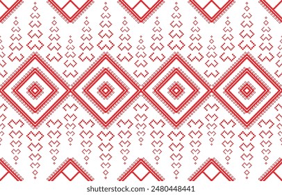 Red Cross stitch colorful geometric traditional ethnic pattern Ikat seamless pattern abstract design for fabric print cloth dress carpet curtains and sarong