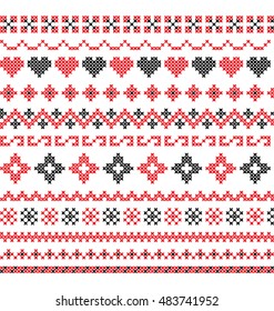 red cross stitch pattern vector
