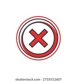 A red cross symbol inside a circular icon with double border