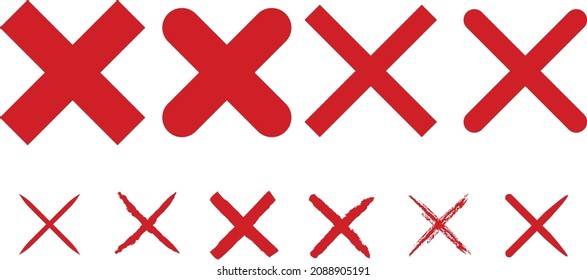 red cross x icon. no wrong symbol. delete sign. graphic vector design element set