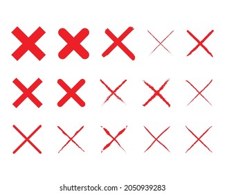 red cross x, no wrong, delete, vote sign vector on white background image for web, presentation, logo, Icon Symbol. 