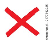 Red cross x vector icon. no wrong symbol. delete or false, vote sign. Red X on white background.