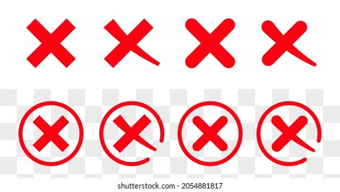 Red cross x vector icon. No wrong symbol. Graphic design element set.