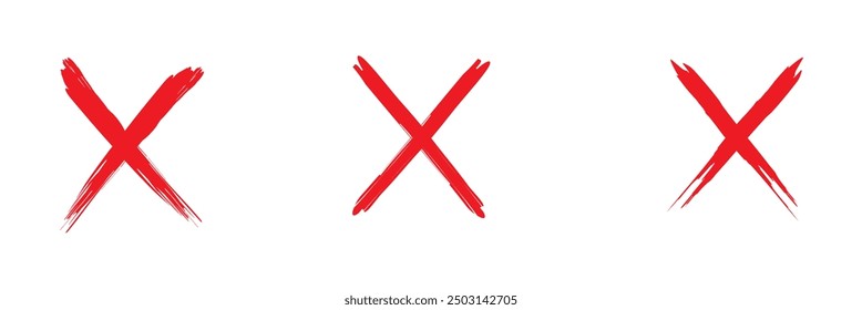 Red cross x vector icon. Set of no wrong symbol