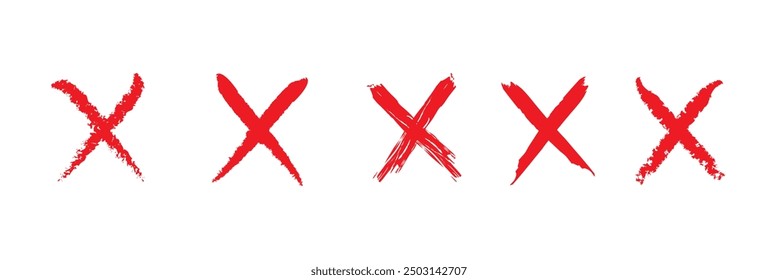 Red cross x vector icon. Set of no wrong symbol
