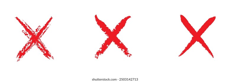 Red cross x vector icon. Set of no wrong symbol