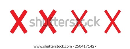 Red cross x vector icon. No wrong symbol. Graphic design element set.