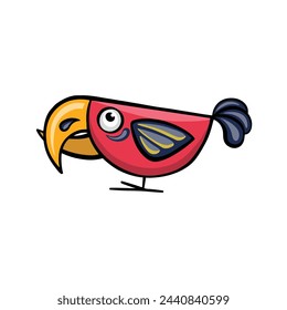 Red crossbill bird cartoon, vector illustration hand drawn