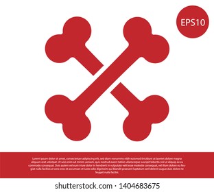 Red Crossed bones icon isolated on white background. Pets food symbol. Vector Illustration