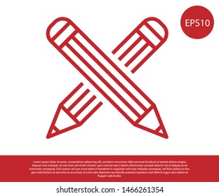 Red Crossed pencil icon isolated on white background. Education sign. Drawing and educational tools. School office symbol.  Vector Illustration