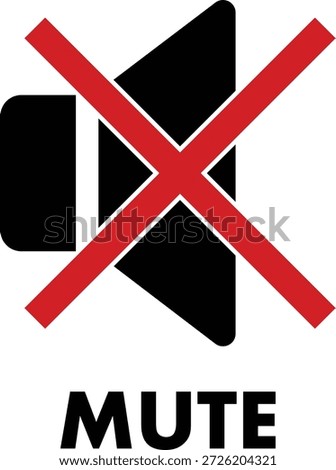 Red crossed speaker icon indicating mute function isolated on white background