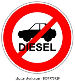 Red crossed traffic sign restricting diesel cars to enter after german emission scandal