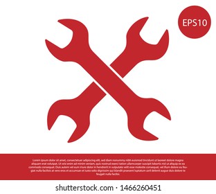 Red Crossed wrenchs icon isolated on white background. Spanner repair tool. Service tool symbol.  Vector Illustration