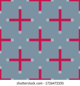 Red crosses pattern on grey seamless background.
